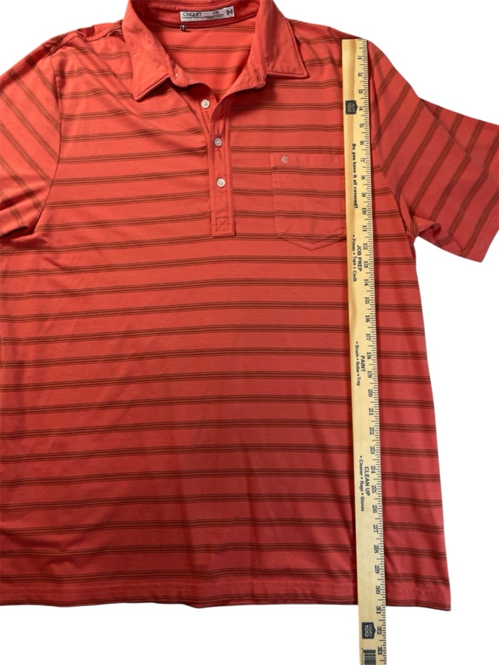 Criquet Men’s Polo Shirt XXL Dark Coral Salmon Striped Golf Preppy Casual Summer - Picture 5 of 8